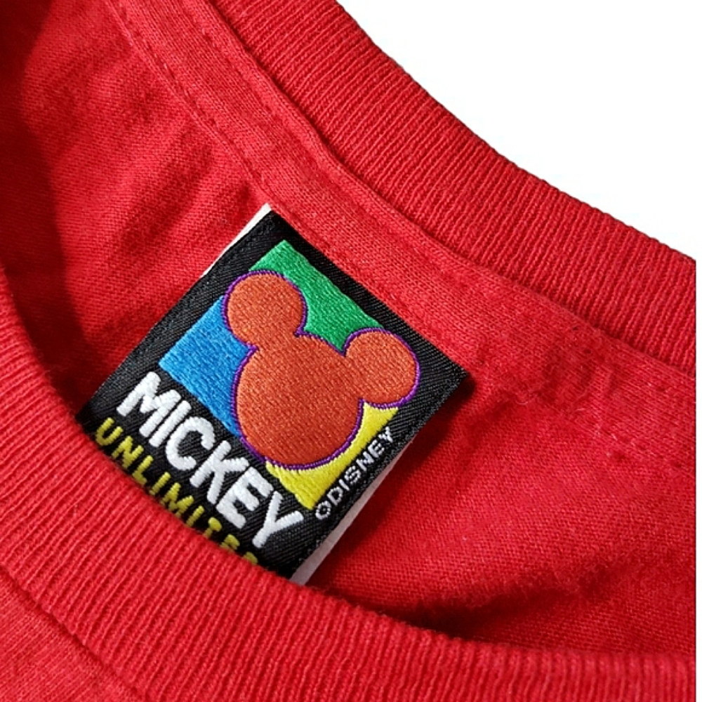 Vtg Mickey Unlimited Jerry Leigh Red Mickey Mandala Glitter Cotton Unisex XL Tee